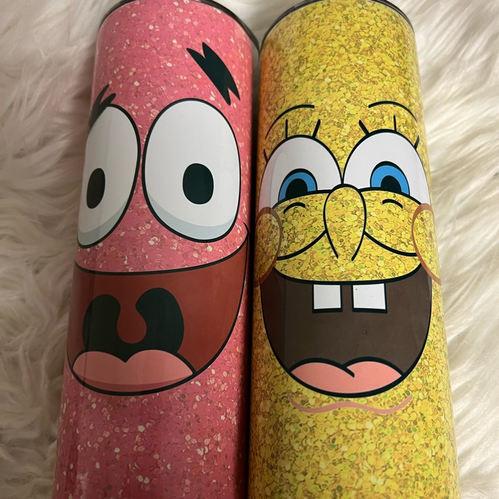 Set Brand new 20 ounce metal tumblers SpongeBob and Patrick star